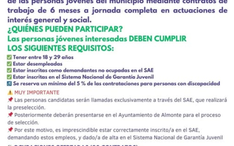 El Ayuntamiento de Almonte pone en marcha el Programa Activa-T Joven